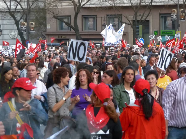 Madrid España Marzo 2012 Manifestación Masiva Durante Huelga General Del —  Fotos de Stock