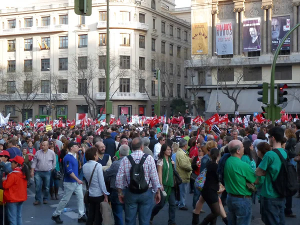 Madrid Spanien Mars 2012 Massiv Demonstration Generalstrejken Madrid Ledd Rörelsen — Stockfoto