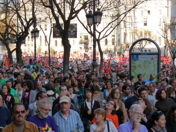 Μαδρίτη Ισπανία Μαρτίου 2012 Μαζική Διαδήλωση Κατά Διάρκεια Της Γενικής — Φωτογραφία Αρχείου