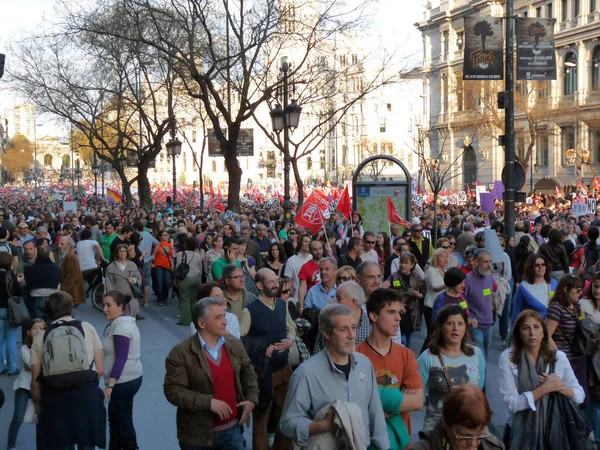 Madrid Spain Березня 2012 Масивні Демонстрації Під Час Загального Страйку — стокове фото