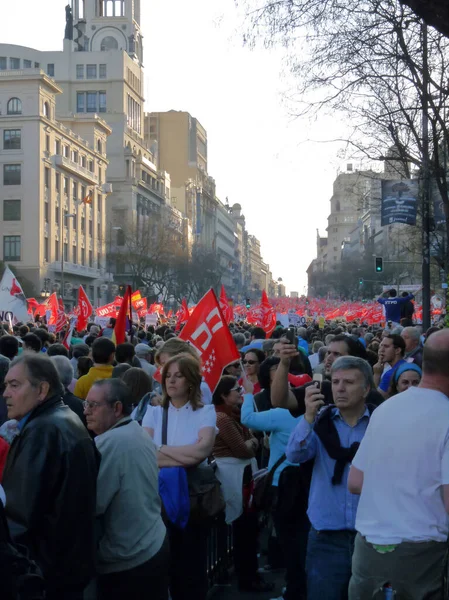 Madrid Spagna Marzo 2012 Massiccia Manifestazione Durante Sciopero Generale Del — Foto Stock