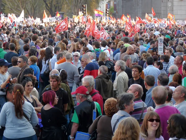 Madrid España Marzo 2012 Manifestación Masiva Durante Huelga General Del —  Fotos de Stock