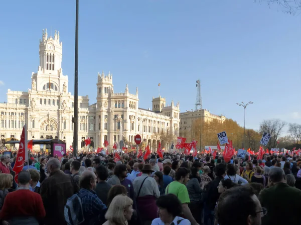 Madrid España Marzo 2012 Manifestación Masiva Durante Huelga General Del —  Fotos de Stock