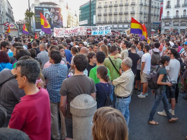 Madrid Spanya Temmuz 2012 Madrid Grevde Olan Asturyalı Madenciler Büyük — Stok fotoğraf