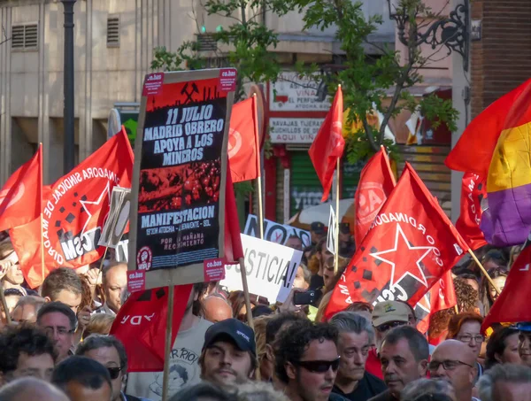 Madrid Spanje Juli 2012 Asturische Mijnwerkers Staking Worden Ontvangen Madrid — Stockfoto