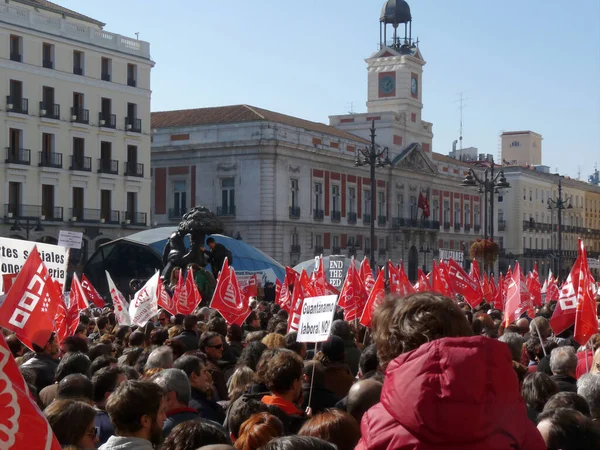 Madrid Espanha Fevereiro 2012 Manifestação Maciça Madrid Durante Protestos Liderada — Fotografia de Stock