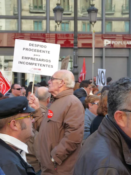 Madrid Espanha Fevereiro 2012 Manifestação Maciça Madrid Durante Protestos Liderada — Fotografia de Stock