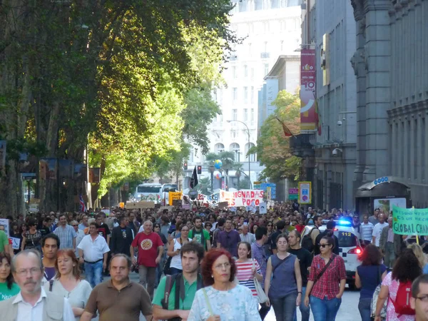 Madrid Espanha Outubro 2011 Manifestação Maciça Madrid Durante Protestos Liderados — Fotografia de Stock