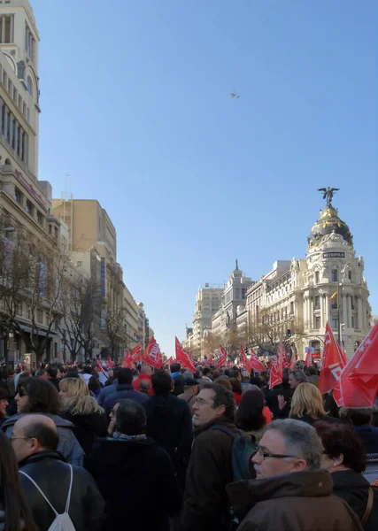 Madrid España Febrero 2012 Manifestación Masiva Madrid Durante Las Protestas —  Fotos de Stock