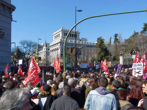 Madrid Spagna Febbraio 2012 Massiccia Manifestazione Madrid Durante Proteste Guidata — Foto Stock