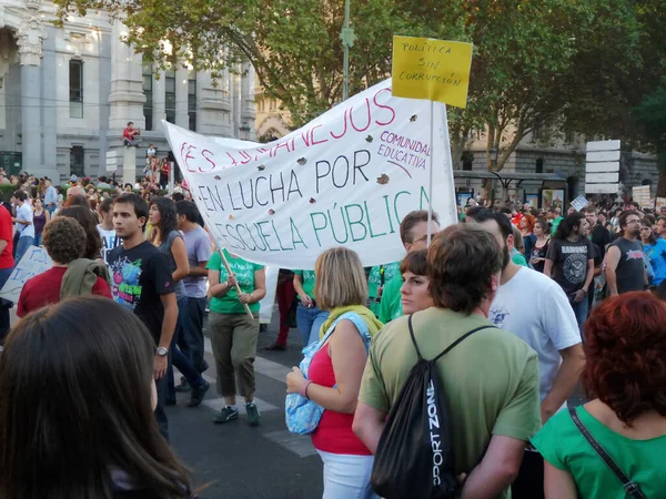 Madrid Espanha Outubro 2011 Manifestação Maciça Madrid Durante Protestos Liderados — Fotografia de Stock