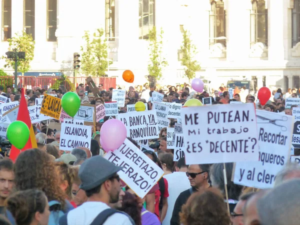 Madrid España Octubre 2011 Manifestación Masiva Madrid Durante Las Protestas —  Fotos de Stock