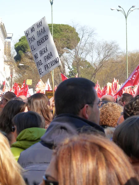 Madrid Espanha Fevereiro 2012 Manifestação Maciça Madrid Durante Protestos Liderada — Fotografia de Stock