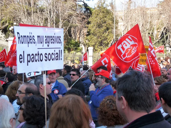 Madrid Espanha Fevereiro 2012 Manifestação Maciça Madrid Durante Protestos Liderada — Fotografia de Stock