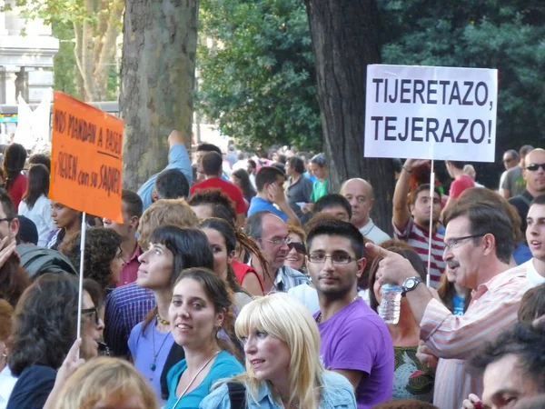 Madrid Spain 2011 마드리드 시위가 진행되는 운동이 이끄는 대규모 시위가 — 스톡 사진