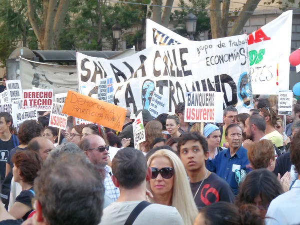 Madrid Espanha Outubro 2011 Manifestação Maciça Madrid Durante Protestos Liderados — Fotografia de Stock