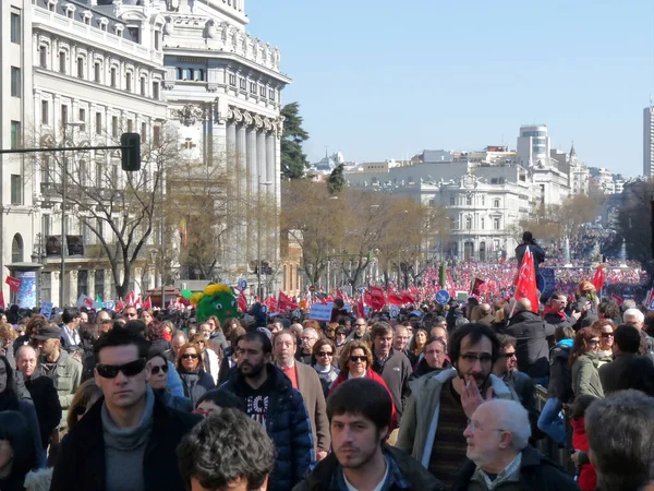 Madrid Spanje Februari 2012 Massale Demonstratie Madrid Tijdens Protesten Geleid — Stockfoto