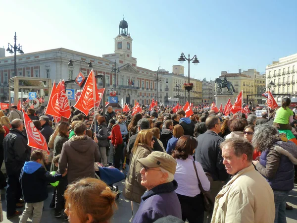 Madrid Espagne Février 2012 Manifestation Massive Madrid Pendant Les Manifestations — Photo