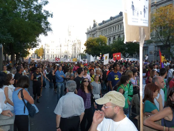Madrid Spagna Ottobre 2011 Manifestazione Massa Madrid Durante Proteste Guidata — Foto Stock