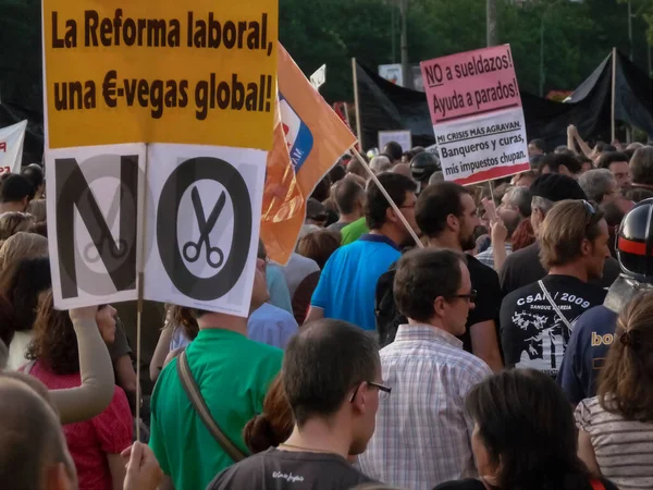 Madrid España Julio 2012 Manifestación Masiva Madrid Durante Las Protestas —  Fotos de Stock