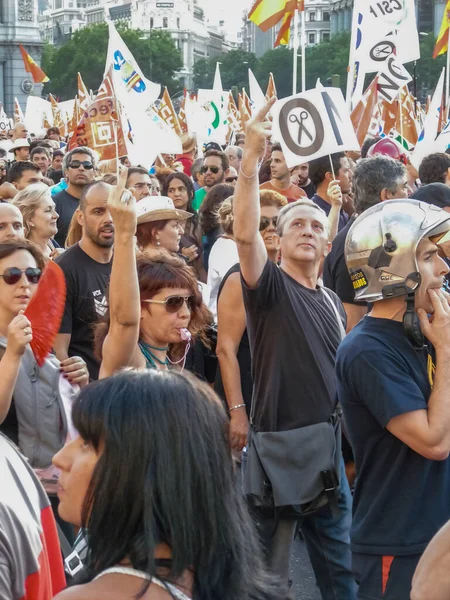 Madrid Spanien Juli 2012 Massiv Demonstration Madrid Protesterna Ledd Rörelsen — Stockfoto