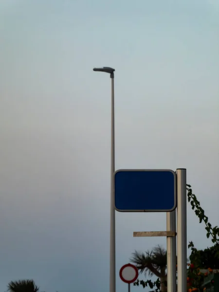 Blank Information Sign Cloudy Sky Sunset — Stock Photo, Image