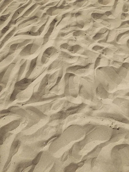 Texture Sand Beach Full Footsteps — Stock Photo, Image