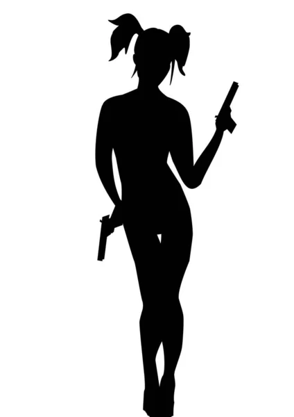Kämpfende Frau Mit Waffe lizenzfreie Stockbilder