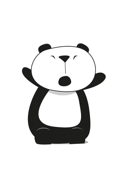 Sweet Comic Panda Black White — Stock Photo, Image