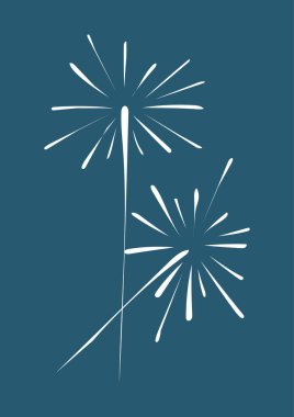 Yeni yıl havai fişeklerinin elle çizilmiş görüntüsü.