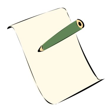 kalem izole edilmiş vektör illüstrasyon tasarımı içeren kağıt