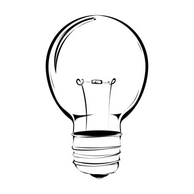 El çizimi karalama ampul simgesi, beyaz arkaplanda izole