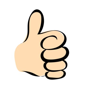 El çizimi başparmak simgesi beyaz üzerine izole edilmiş, vektör çizimi