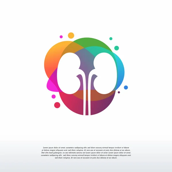 Colorful Kidney Care Logo Designs Concept Vector Health Kidney Logo — Vetor de Stock