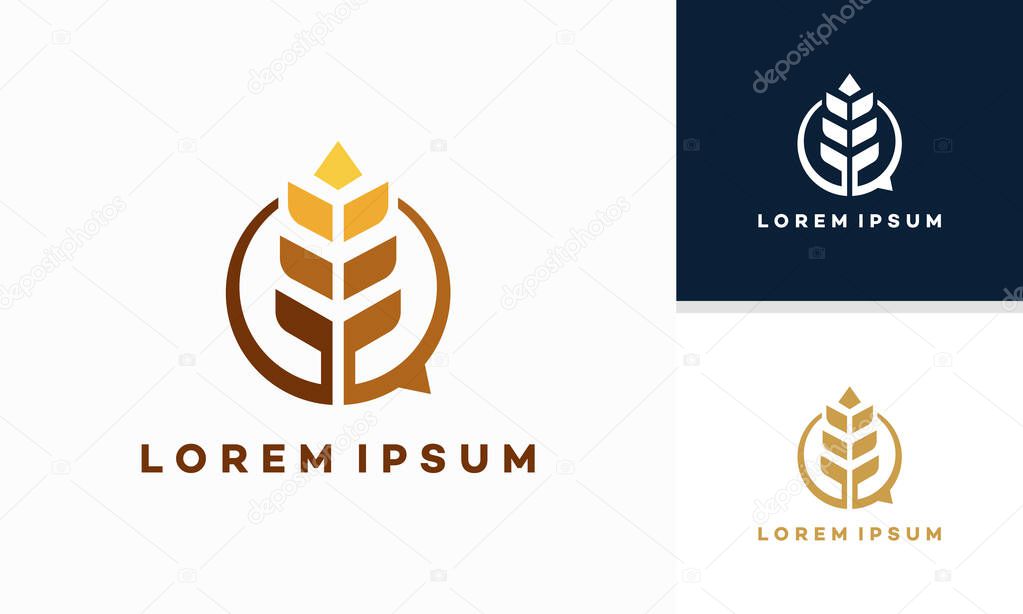 Wheat Chat or Talk. Forum. Community Logo Template Design