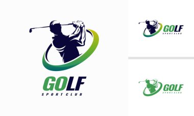Golf Shield Logo designs, Golf Sport Silhouette Logo Design Template clipart