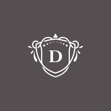 Lüks D İlk Logo çerçeve sembolü, lüks ve zarif monogram tasarımı koyu arkaplan