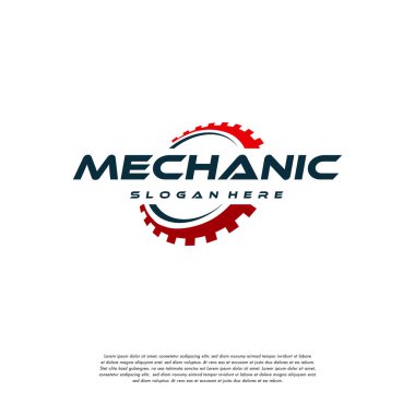 Gear Logosu Şablon Vektörü, Mekanik logo sembolü, logo simgesi şablonu dizayn etti