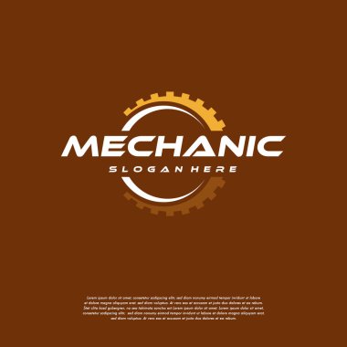 Gear Logosu Şablon Vektörü, Mekanik logo sembolü, logo simgesi şablonu dizayn etti