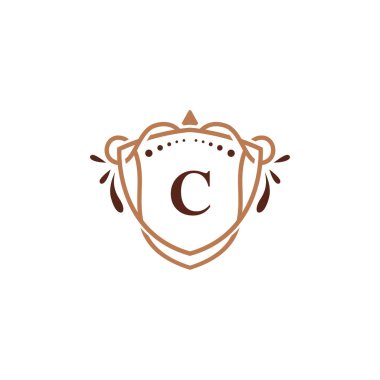 Lüks C İlk Logo çerçeve sembolü, lüks ve zarif çiçekli monogram tasarımı koyu arkaplan