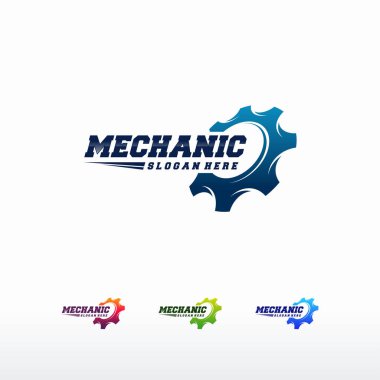 Gear Logosu Şablon Vektörü, Mekanik logo sembolü, logo simgesi şablonu dizayn etti