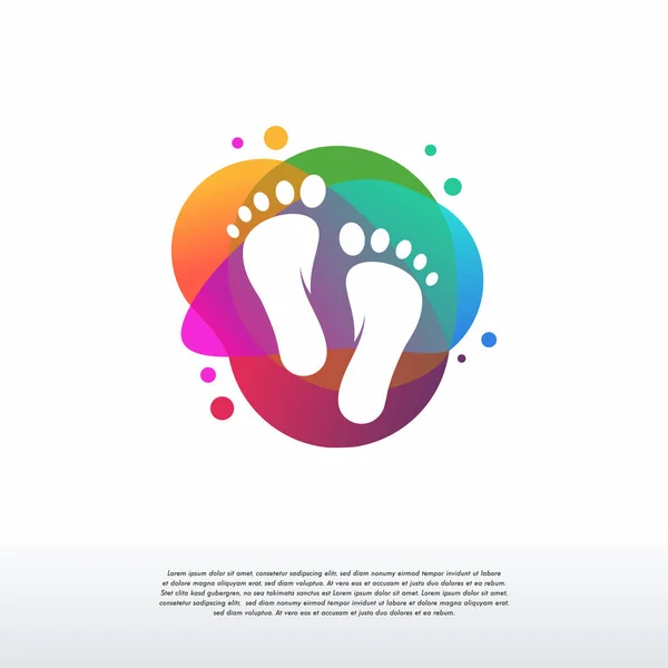 Abstrait Coloré Soins Des Pieds Logo Conçoit Vecteur Emblème Emblématique — Image vectorielle