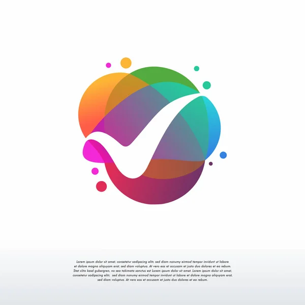 Colorful Checklist Logo Vector Done Logo Designs Template Design Concept — Stock Vector