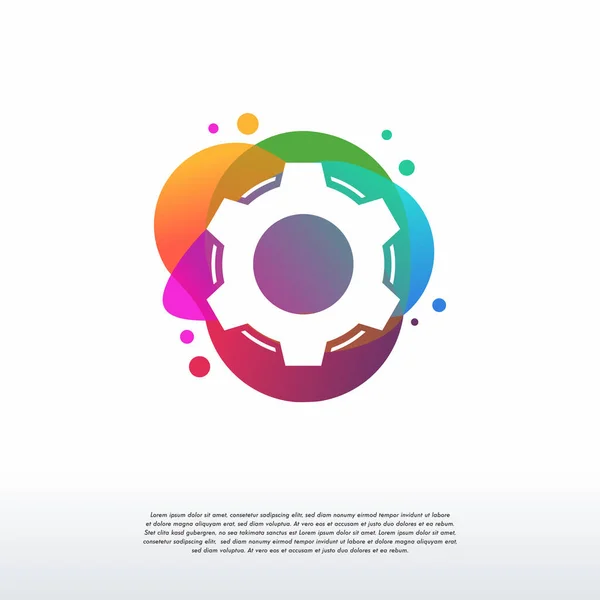 Цветные Gear Дизайн Логотипа Вектор Концепции Механический Шаблон Логотипа — стоковый вектор