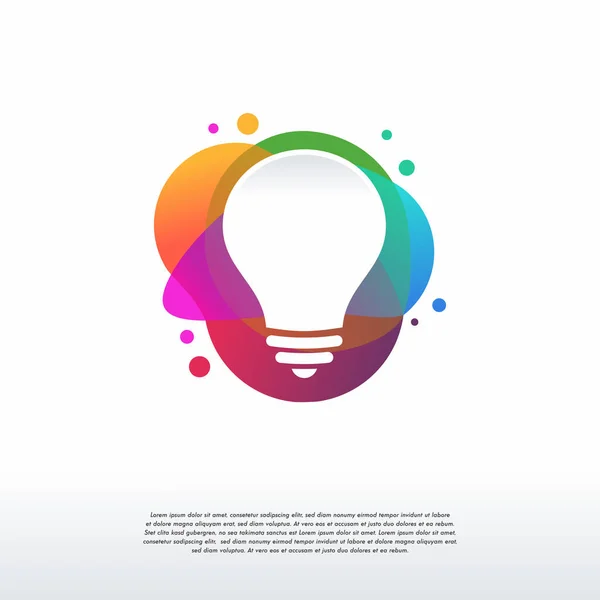 カラフルな電球のロゴベクトル アイデアのロゴデザインテンプレート デザインコンセプト テンプレートのロゴタイプ要素 — ストックベクタ