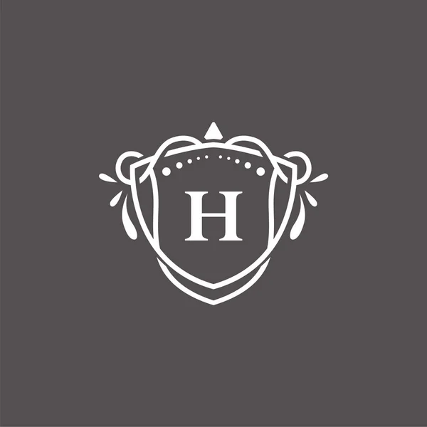 ラグジュアリーH初期ロゴフレームシンボル ラグジュアリーで優雅な花のモノグラムデザインダークな背景 — ストックベクタ