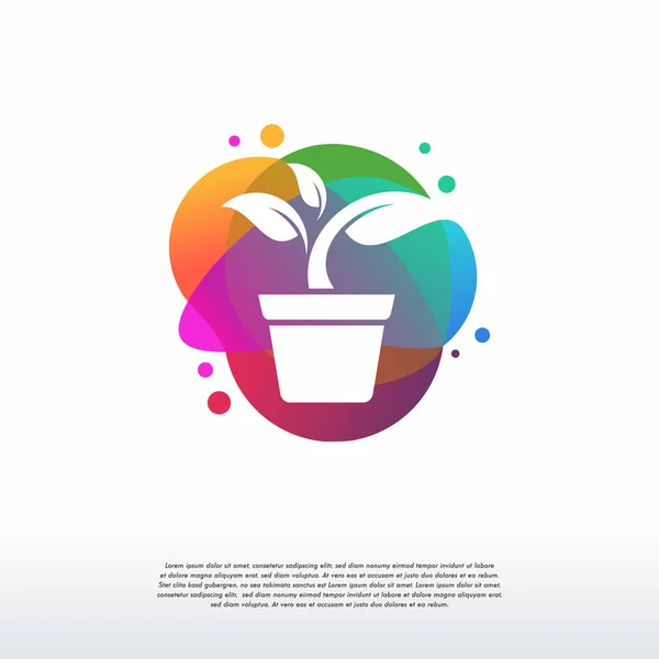 Colorido Vector Logotipo Planta Árbol Plantilla Diseños Logotipo Agricultura Concepto — Archivo Imágenes Vectoriales