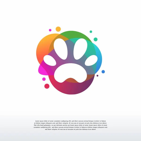 Kleurrijke Pet Paws Logo Ontwerpen Concept Vector Dierenkleur Logo Template — Stockvector