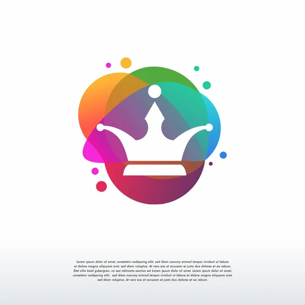 Colorful Crown Logo Disegni Vettore Concetto King Fashion Logo Modello — Vettoriale Stock