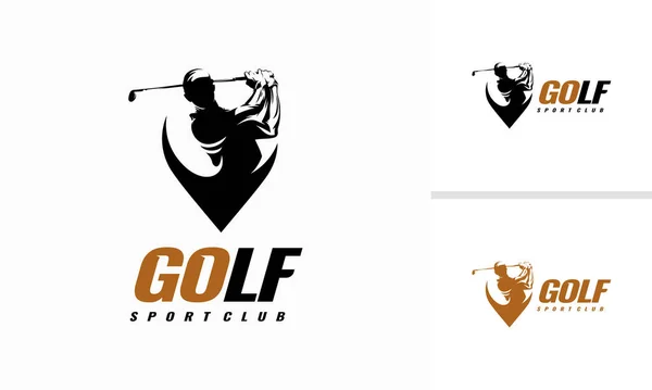 Golf Shield Λογότυπο Σχέδια Golf Sport Silhouette Λογότυπο Σχεδιασμός — Διανυσματικό Αρχείο